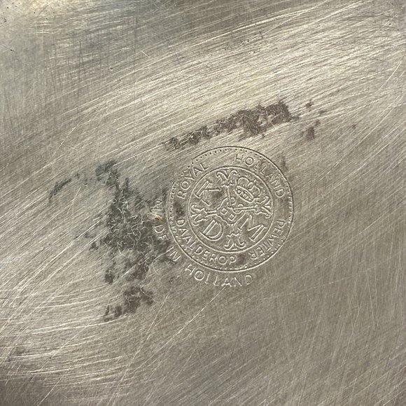 Royal Holland Daalderop Pewter Overlay & Green Glass Decanter bottle w/Stopper V - Picture 13 of 16